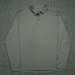 Lululemon Shirt Men Extra Large Gray Long Sleeve Evolution Pique Polo XL